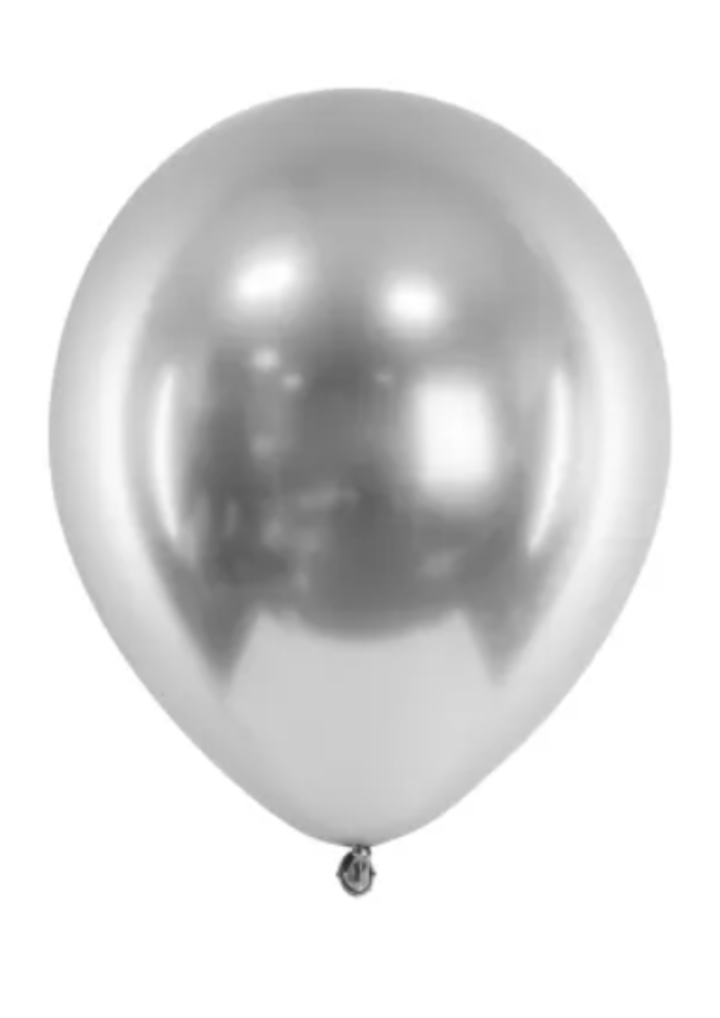 Balon lateksowy srebrny chrom chromowany 30cm